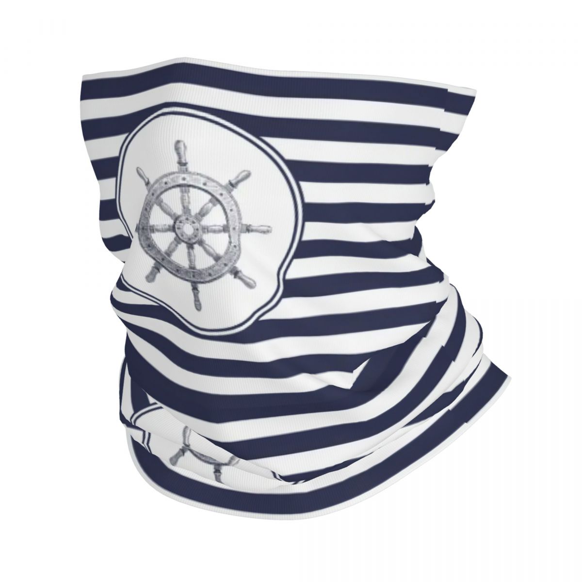 Neck Gaiter Fleece - Custom Navy Blue Nautical Wheel Anchor