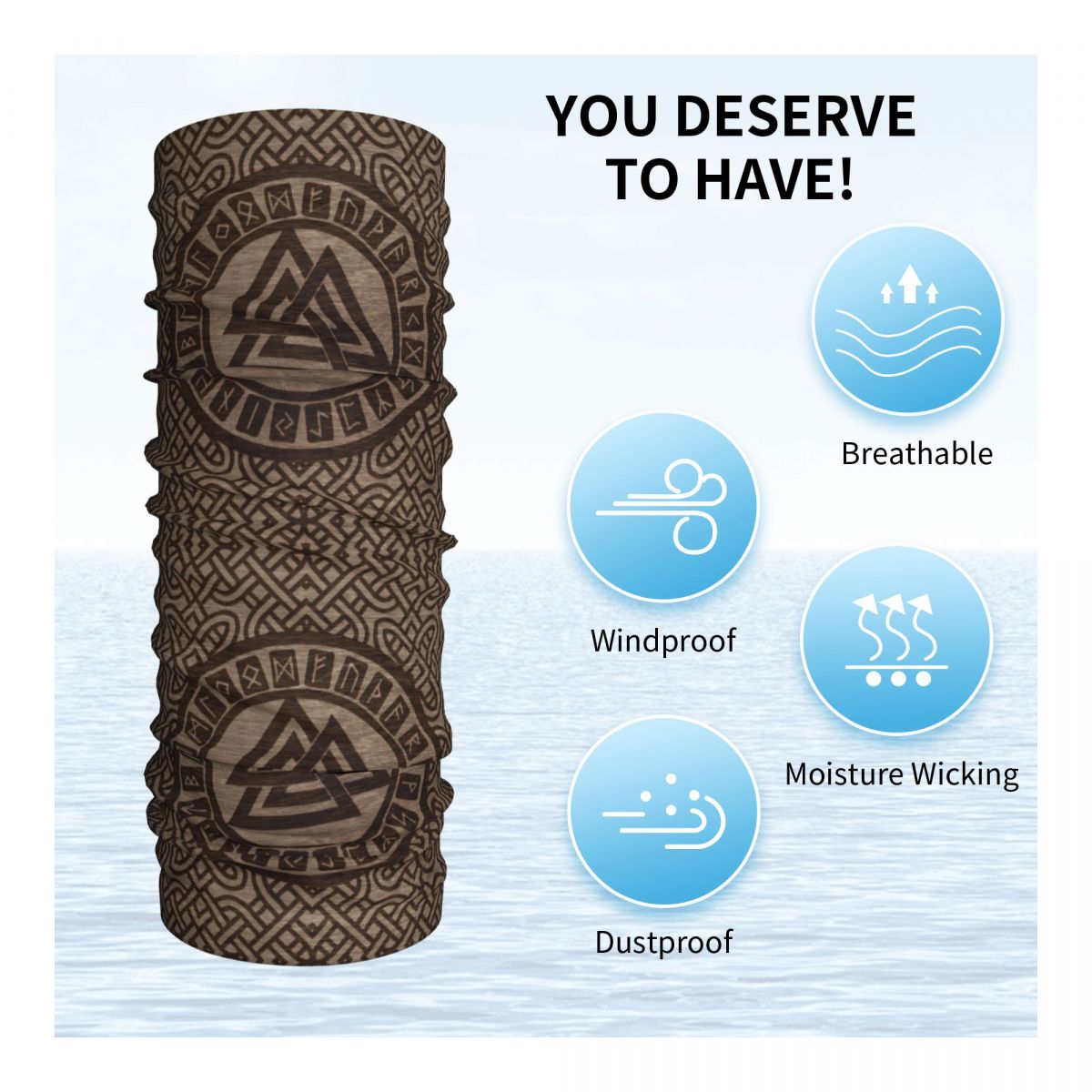 Valknut Symbol And Runes On Wo - огляд і ціна Neck Gaiter Fleece