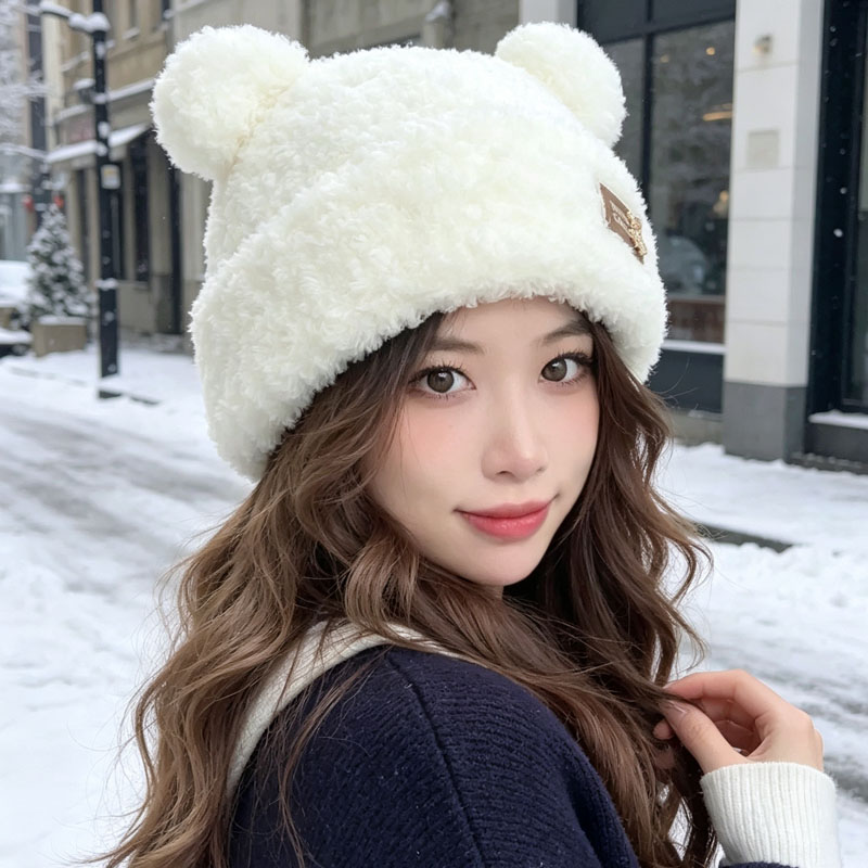 1-5PCS Women Winter Bear Ear F - огляд і ціна Knit Beanie Hat Warm