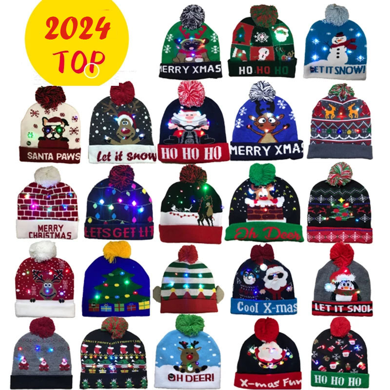 Knitted LED Christmas Hat  Bea - огляд і ціна Knit Beanie Hat Warm