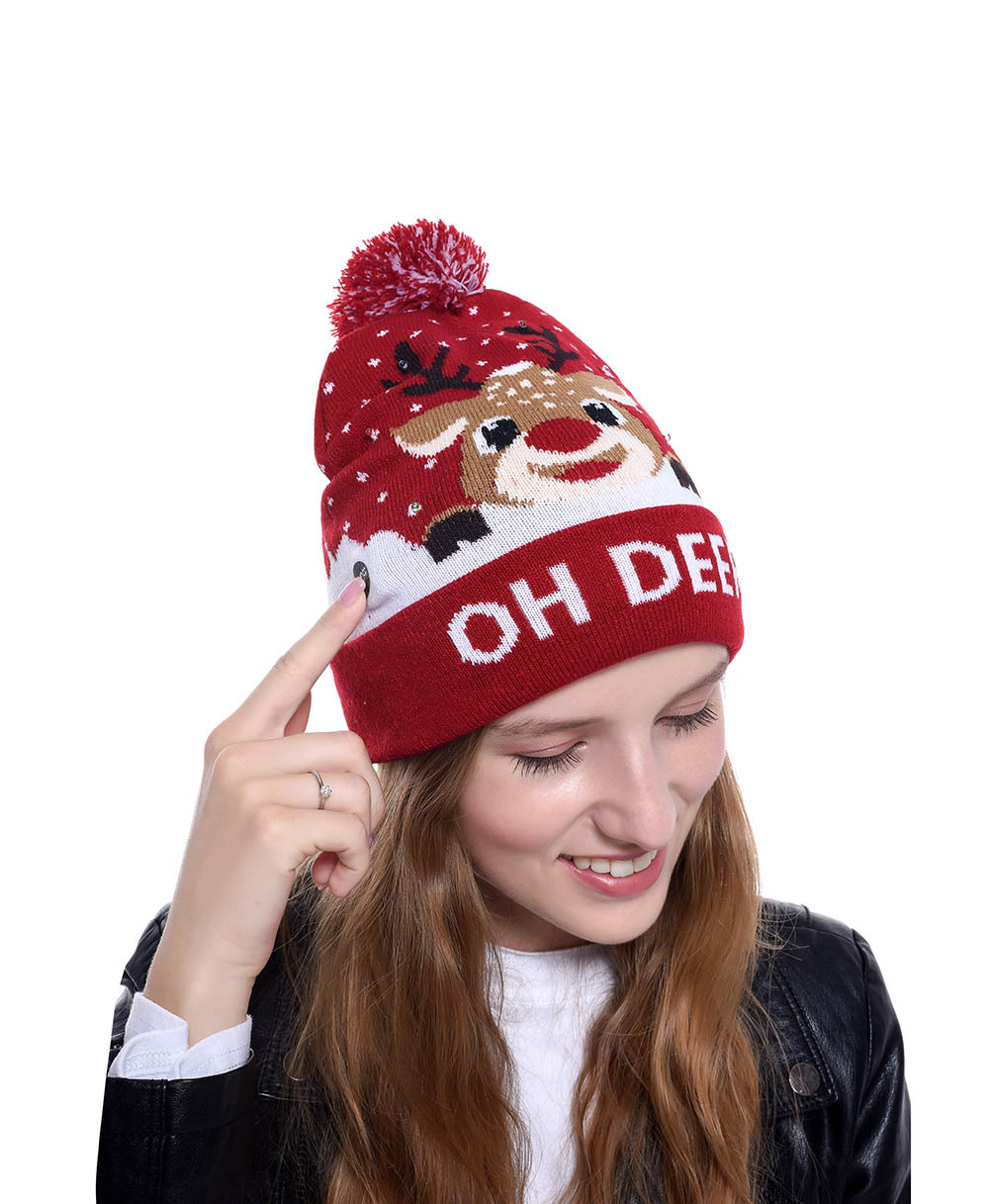 Knitted LED Christmas Hat  Bea - огляд і ціна Knit Beanie Hat Warm